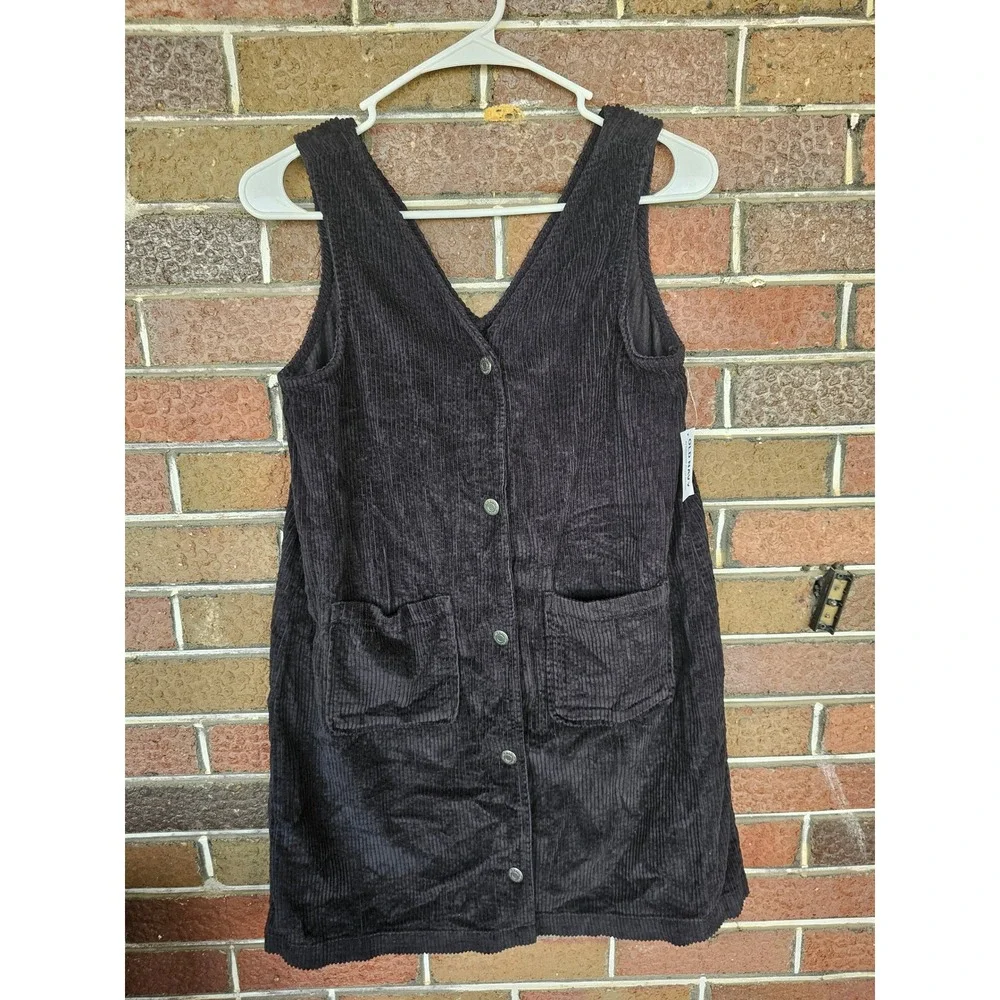 NEW Old Navy Kids Sleeveless Black Corduroy Button Front Dress XL 14-16